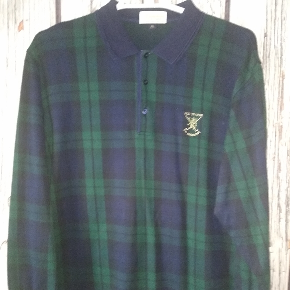 Auchterlonies Old Course St. Andrews Long Sleeve Plaid Collared Golf Shirt XL - Picture 2 of 4